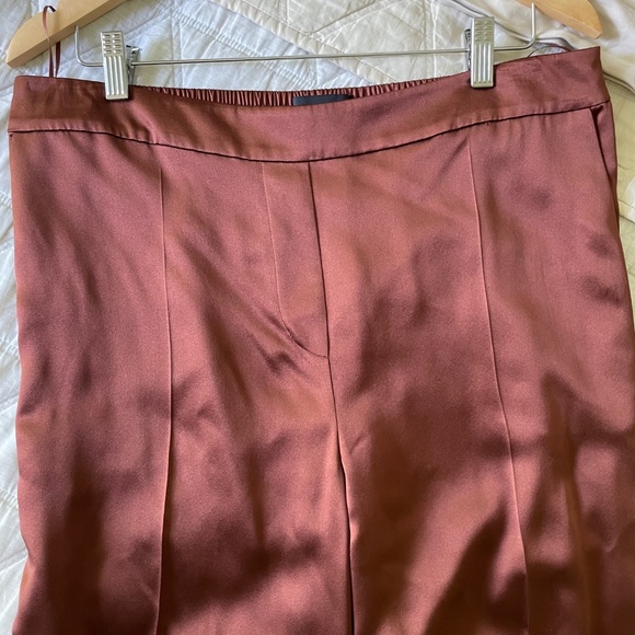 JOSEPH | Luxury Tova pure silk-satin straight-leg pants in copper brown XL - Picture 14 of 14